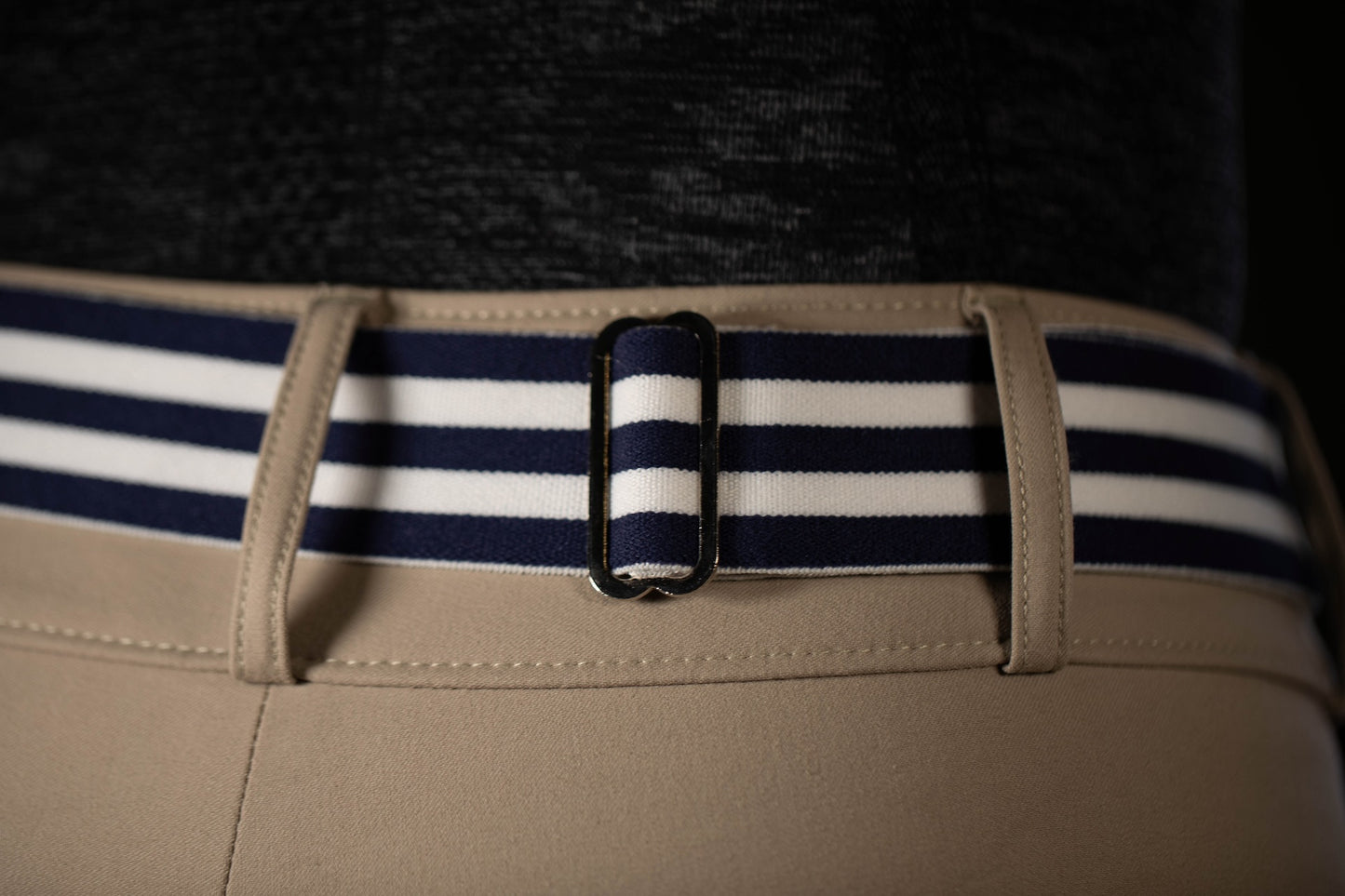 1.5 Inch Navy and White Stripped Elastic Belt